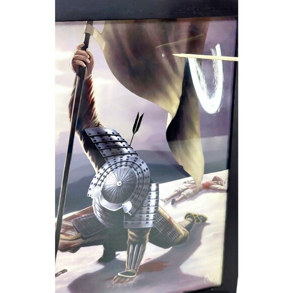 Vintage Japanese Samurai Aikido Fighting Scene Wood Framed Print Wall Art - Picture 8 of 8